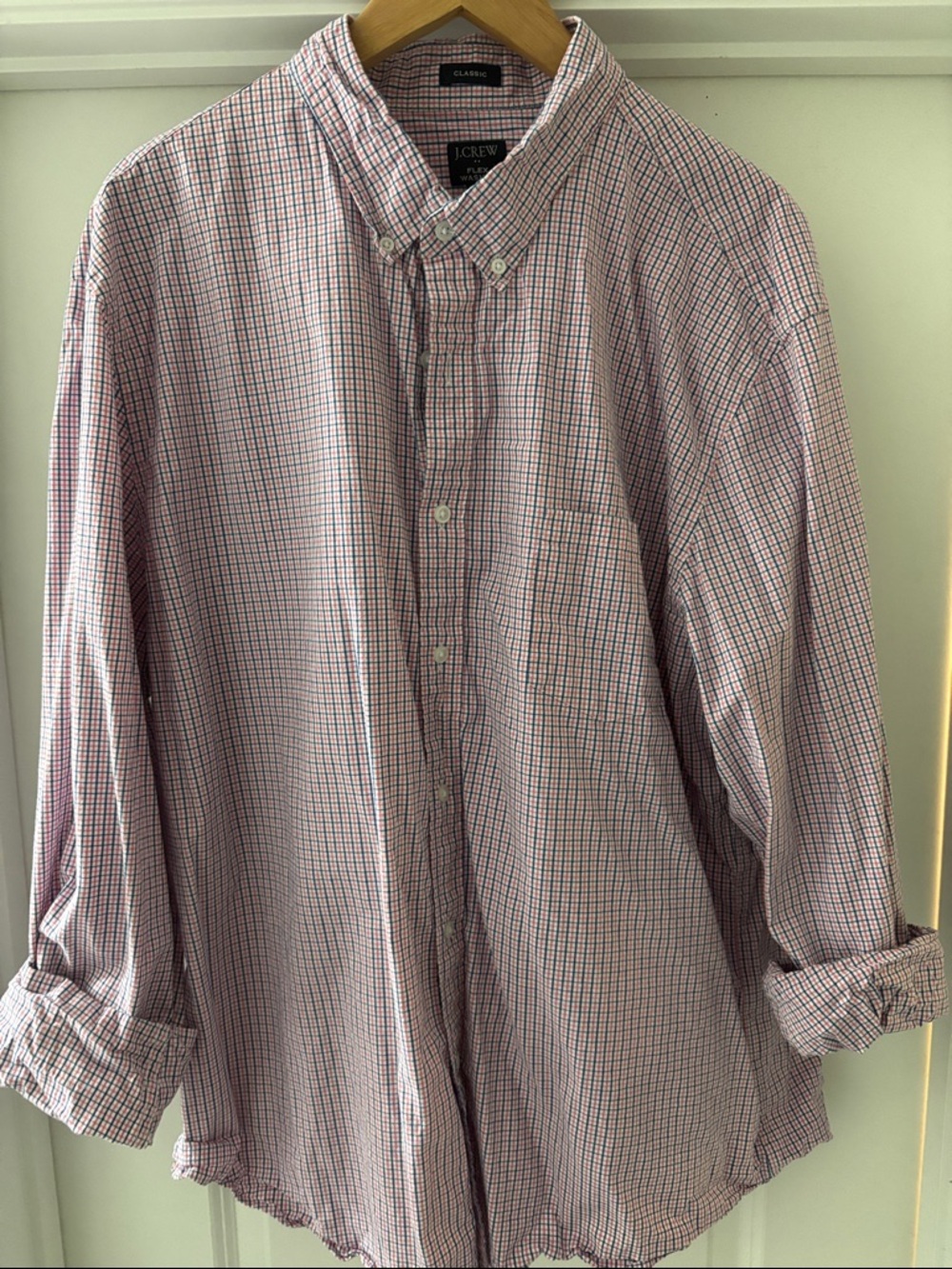 J. Crew Men's Button-Down Shirt in Pink and Blue Micro-Plaid